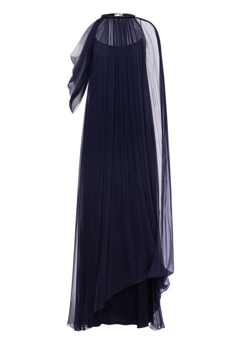 Navy blue pleated gown Alberta Ferretti - women